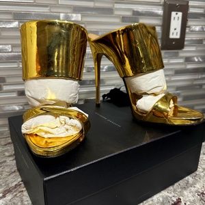Giuseppe Zanotti Andrea Gold Metallic Mule Sandal Sz 42 (12)
